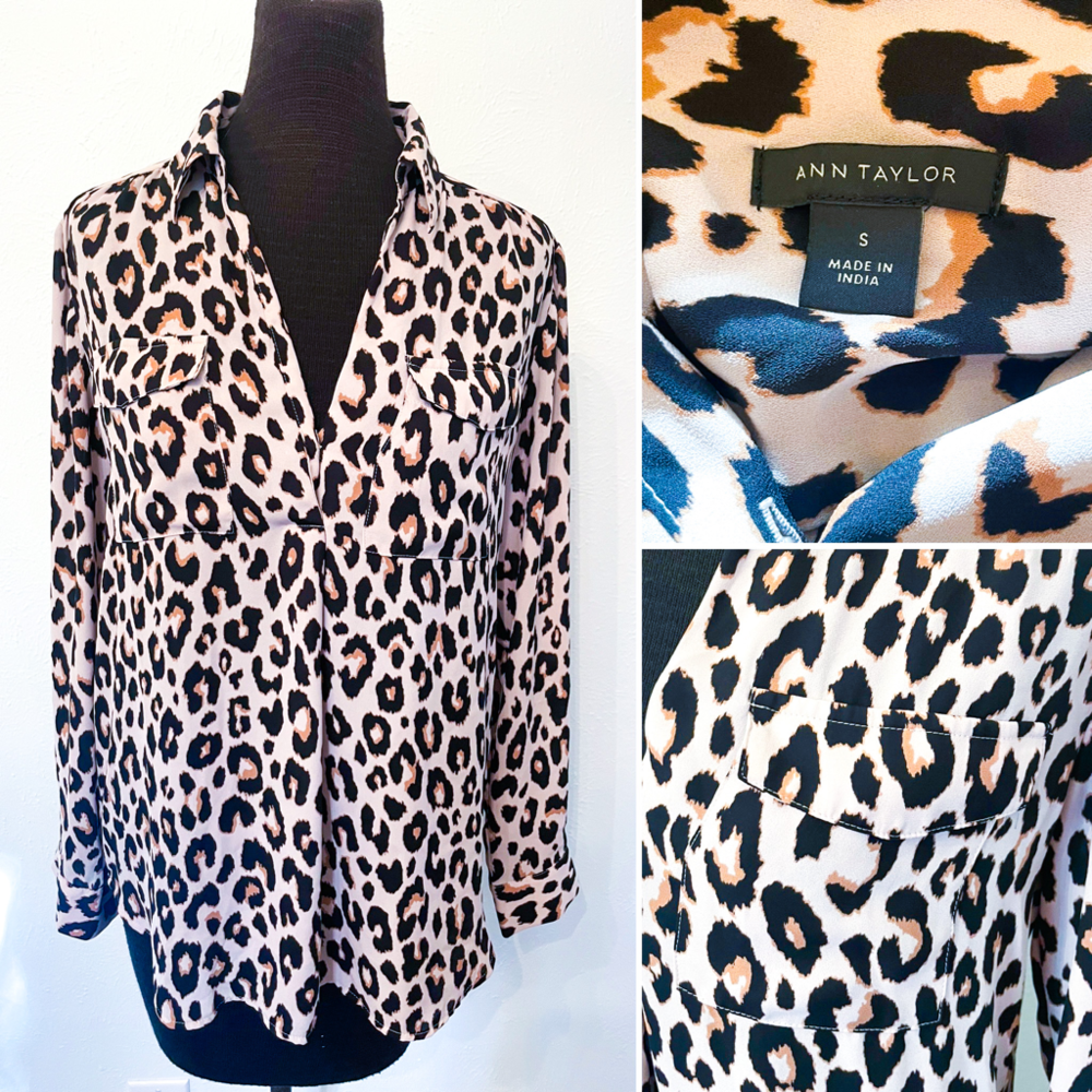 Ann Taylor Leopard Print Blouse Size S